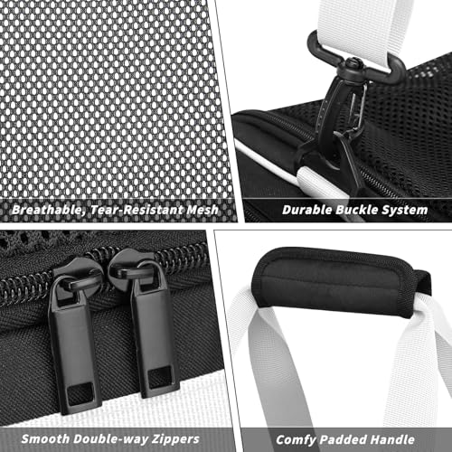 Boxing Gym Duffle Bag, Breathable Mesh Gym Bag for Boxing Gear | Ventilated Design, Wet Pocket, Privacy Pocket, Removable Shoulder Strap | Boxing, MMA, Muay Thai, BJJ & Wrestling Workout Bag - color: White