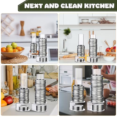 2 Pack Mason Jar Lid Organizer Wide & Regular Mouth Storage Rack for Canning Jar Lids and Rings Acrylic Vertical Storage Holder Kitchen Organization & Tumbler Lids