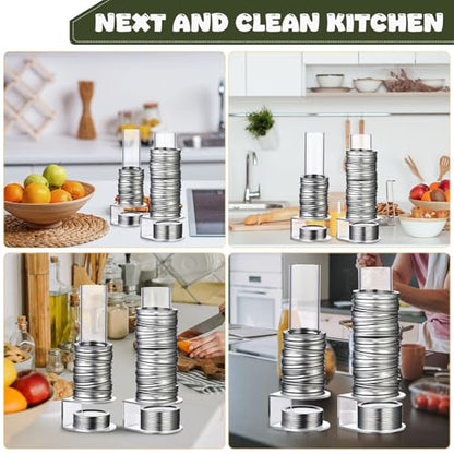 2 Pack Mason Jar Lid Organizer Wide & Regular Mouth Storage Rack for Canning Jar Lids and Rings Acrylic Vertical Storage Holder Kitchen Organization & Tumbler Lids