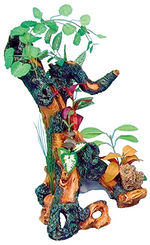 Penn-Plax Driftwood Gardens Ornament for Terrariums, Turtle Tanks, Reptile Enclosures and More, X-Large - 14.5" Tall