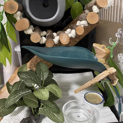 Turtle Basking Area - Floating Terrarium Creatures, Reptile Tank Leaf Terrace | Climb Support Pad, Suction Accessory Rest Spot, Gecko Toad Frog Deck for Garden Aquatic Display - color: Dark green
