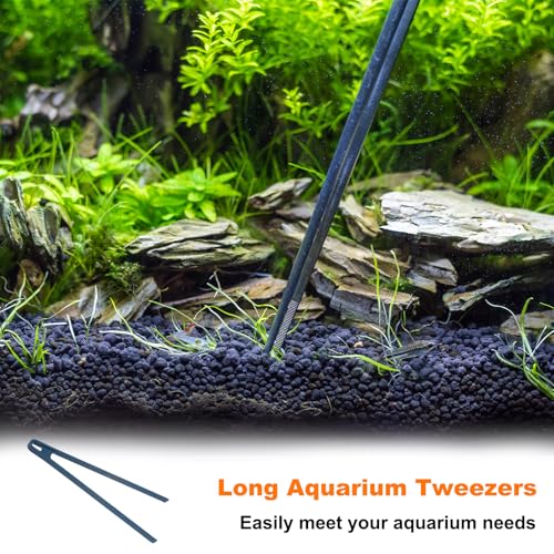 Generic Long Aquarium Tweezers 11.42" Stainless Steel Tweezers with Silicone-Coated Multi Purpose for Cooking Aquarium Tools Feeding Tongs, Blue
