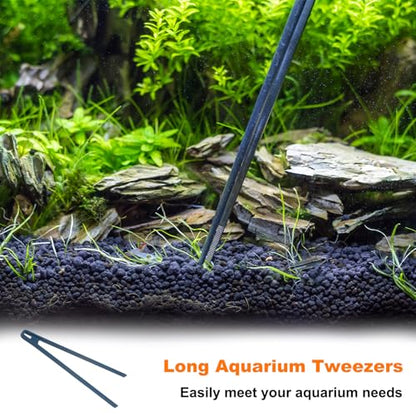 Generic Long Aquarium Tweezers 11.42" Stainless Steel Tweezers with Silicone-Coated Multi Purpose for Cooking Aquarium Tools Feeding Tongs, Blue