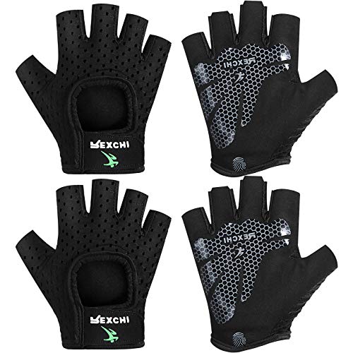 Geyoga 2 Pairs Workout Gloves Adjustable Gym Exercise - color: Black, size: Small