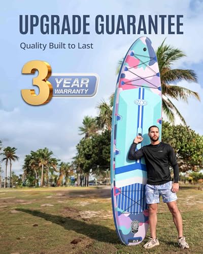 11'6"x35" Inflatable Paddle Board for Adults, Extra Wide Stable SUP | Stand Up Paddleboard, Non-slip EVA Deck, Complete Accessories, Unique Center Fin, for All Skill Levels Paddling On Any Water - color: Blue Camouflage