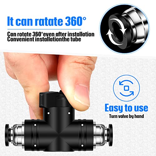 5 Pcs 1/4" x 1/4" OD Push to Connect Pneumatic Ball Valve PVC Air Flow Control Valve Quick Connect Tube Fittings Air Line Hose Fittings - size: 1/4" x 1/4" OD