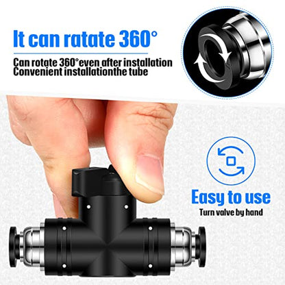 5 Pcs 1/4" x 1/4" OD Push to Connect Pneumatic Ball Valve PVC Air Flow Control Valve Quick Connect Tube Fittings Air Line Hose Fittings - size: 1/4" x 1/4" OD