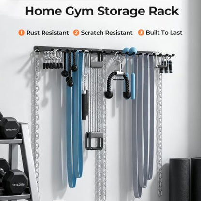 Home Gym Accessories Storage Rack Wall Mount with Heavy Duty Hooks | Home Gym Equipment Storage Rack for Resistance Bands,Cable Attachments,Lifting Belts,Jump Ropes,Chains - size: Medium 2 Pack