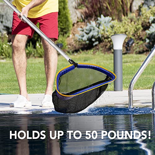 Pool Deep Skimmer Net with 3ft - 10ft 1.0mm Thick Adjustable Aluminum Pole & Fine Mesh Bag Leaf Skimmer Rake Net for Above Ground & Inground Swimming Pools, Removes All Debris - size: Pool Rake with Pole
