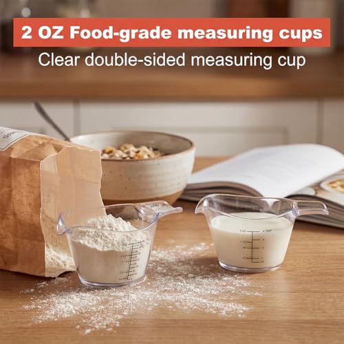 4 Pack Small Measuring Cups, 2oz/60ml Mini Measuring Cup with tsp/Tbsp/oz/ml Markings, Double-Sided Clear Easy-Read Scale for Kitchen, Resin, DIY, Beauty Mixing