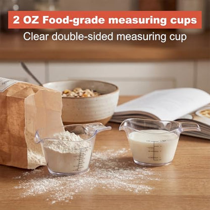 4 Pack Small Measuring Cups, 2oz/60ml Mini Measuring Cup with tsp/Tbsp/oz/ml Markings, Double-Sided Clear Easy-Read Scale for Kitchen, Resin, DIY, Beauty Mixing