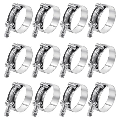 12 Pack 1.75 inch T-Bolt Hose Clamps, Stainless Steel_304 Working Range 51mm-59mm for 1.75" Hose ID, Turbo Intake Intercooler Clamp for Automotive - size: 2.00" - 2.32"(51mm - 59mm), style: 12 Pack