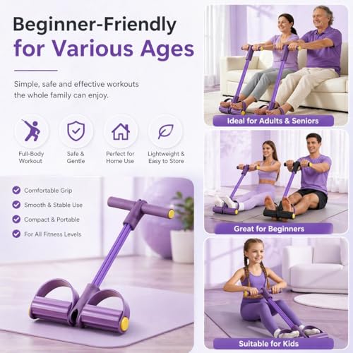 Upgraded 6-Tube Pedal Resistance Band Set with Handles & 3-Pack Figure 8 Exercise Bands, Multifunction Tummy Trimmer Sit Up Pull Rope for Full Body Home Gym Workout, Men Women Fitness Equipment