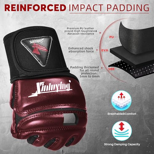 Xinluying MMA Boxing Gloves, 28CM Wide Wristband, PU, for Men, Women & Kids - color: Red, size: Medium