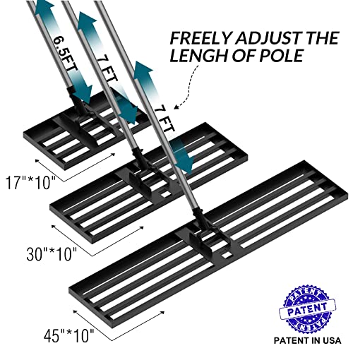 Walensee Lawn Leveling Rake, 17"x10" Heavy Duty Lawn Leveler Tool with 6.5FT Steel Handle, Levelawn Landscape Rake for Topdressing, Soil, Sand, Dirt, Small Yard, Garden, Golf Course - size: 6.5FT 17"x10"