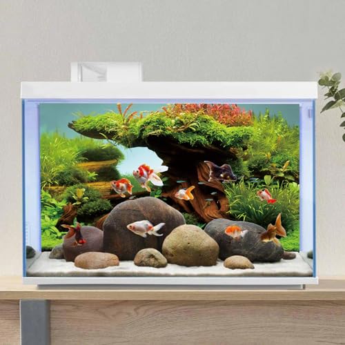 AWERT 30x12 inches Wood Fish Tank Background Seaweed Aquarium Background River Bed & Lake Aquarium Background Vinyl Background