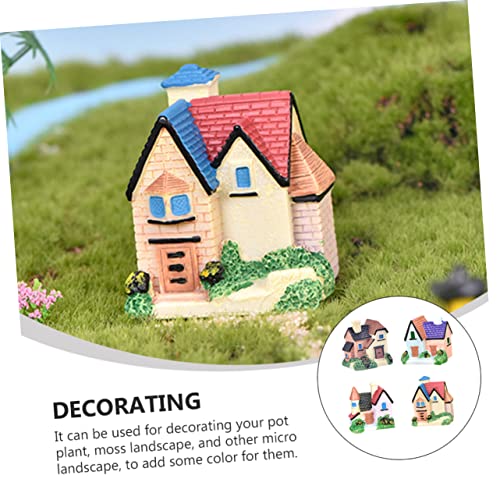 GANAZONO 4pcs Aquarium Accessories Resin Villa Ornament House Model for Landscape Decor for Garden Lovers Random Style