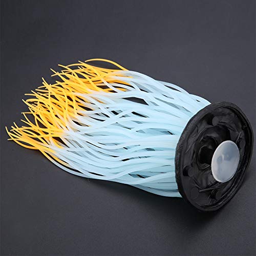 Pssopp Simulation Silicone Luminous Sea Anemone Ornament Artificial Plant Simulation Sea Anemone for Aquarium Fish Decoration with Suction Cup(Orange)