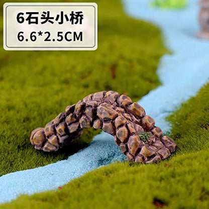 8 Pcs Mini Lighthouse Water Well Bridge Figurines Miniature Gardening Pool Lawn Running Water Terrarium Stone Bridge Figurine Micro Landscape Indoors Outdoors Decorative Accessory