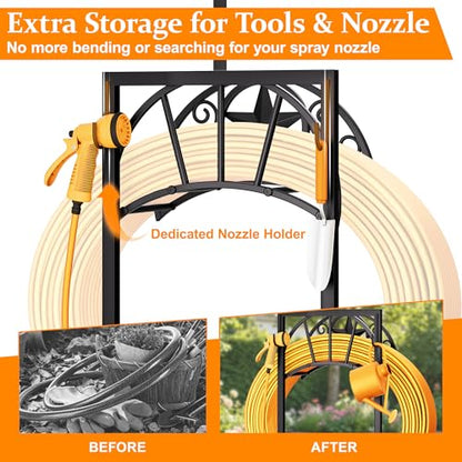 Garden Hose Holder Detachable Water Hose Holders Stand Holds Heavy Duty Freestanding Garden Hose Hanger Storage Rack for Outside Yard Lawn Farm, GoldStar_2