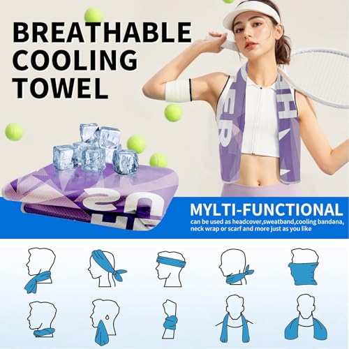 Cooling Sports Towel 39"X11.8" Cold Feeling Towel for Gym Fitness Running Yoga Pilates Soft Quick Dry Breathable Lightweight Camping Towel Summer Hiking Climbing Workout Essentials(Purple) - color: Purple