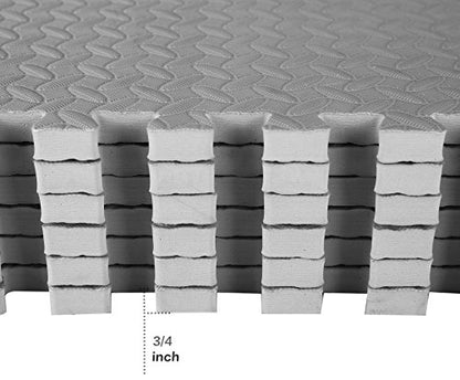 BalanceFrom Puzzle Exercise Mat 3/4" Thick, EVA Interlocking Foam Floor - color: Grey, style: 3/4" Thick, 24 Square Feet