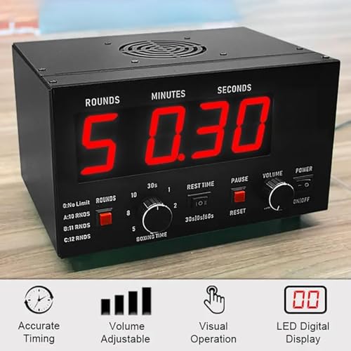 Classic Boxing Interval Timer,Professional Gym Timer,with 1-12 Challenge Rounds and Adjustable Buzzer Alarm, for Kickboxing (Green) - color: Green