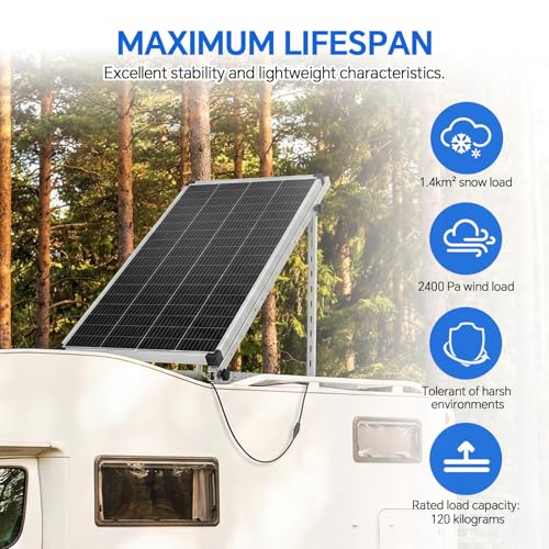45 Inch 4 Sets Solar Panel Mounting Brackets Kit 0-90 Adjustable Solar Panel Tilt Mount Brackets for 100-400W Panels Windproof for Roof,RV,Ground,Boat and Off-Grid. (4Sets)