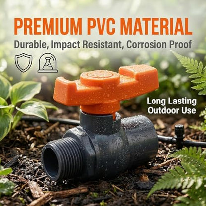1 inch PVC Ball Valves(2-Pack),1" Female x Male Threaded PVC Shut Off Valve,PVC Valve 1 inch for Water Project, Swiming Pool, Sewage Pump, Irrigation System