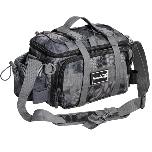 Sougayilang Fishing Tackle Bags - Fishing Tackle Storage Bags for Saltwater or Freshwater Fishing Gear - Padded Shoulder Strap - Tackle Box Bag Fishing Bag(Grey) - color: Grey without a 3600 Tackle Tray
