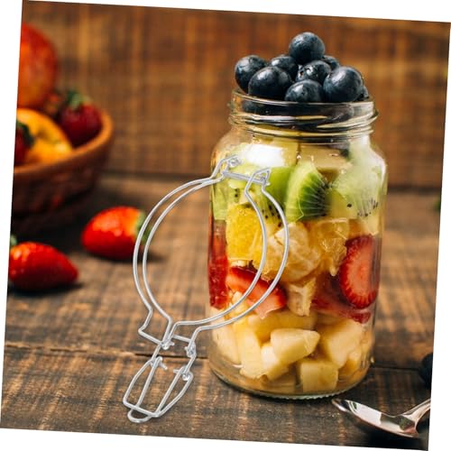 2pcs Stainless Steel Food Sealing Clip 93mm Wire Fixing Buckle Glass Container Lid Clamp for Kitchen Storage and Canning