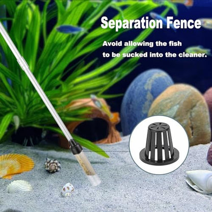 Aquarium Gravel Cleaner 6Ft Hose Silicone Airbag Fish Tank Water Changer Gravel Vacuum Adjustable Length ABS(for 5~20Gal Tank) - size: M(5~20Gal)