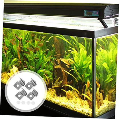 ORFOFE 4pcs Stainless Steel Glass Lid Brackets for Aquarium Easy to Install Clips for Fish Tank Covers Supports for Turtle and Snake Tanks Compact Design