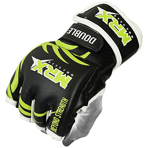 MRX MMA Grappling Gloves for Men Martial Arts Training Fighting Bag Glove Cage Fight Mitts - color: Black/Green, size: X-Large