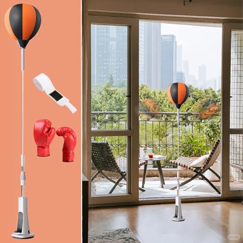 Boxing Reflex Bag Boxing Speed Trainer | with Spring Base Height Adjustable Stable Reaction Trainer for Kicking Practice Physical Health Fitness Workouts Home - size: 110-130cm