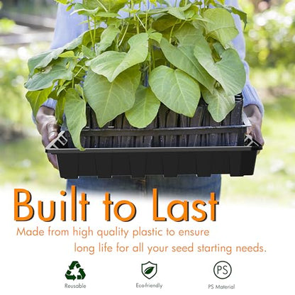 Gardzen 10 Pack Seed Trays, Reusable Plant Grow Trays, Ideal for Seed Starting, Microgreens, Indoor Gardening, and Greenhouse Nurseries - No Drain Holes, 14.5"x9" - size: 14.5L x 9W x 1.8H