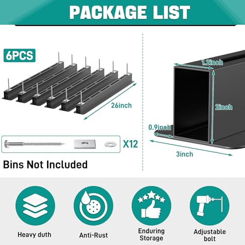 EVERHANGER Ceiling Storage Rack, Heavy Duty Overhead Garage Storage Rack | Adjustable Ceiling Bin Storage System, 6 Sets for 5 Bins, 26 Inch - style: For 5 Bins