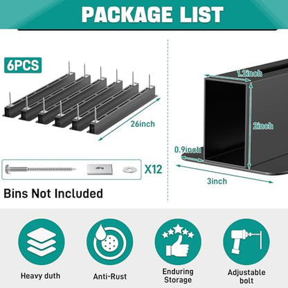 EVERHANGER Ceiling Storage Rack, Heavy Duty Overhead Garage Storage Rack | Adjustable Ceiling Bin Storage System, 6 Sets for 5 Bins, 26 Inch - style: For 5 Bins