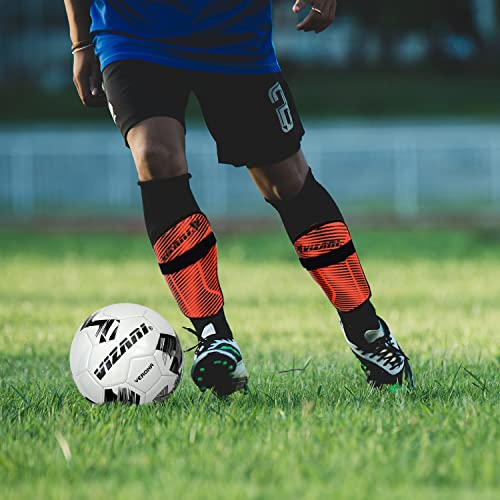 Vizari Matera Soccer Shin Guards | Lightweight PP Shell | Foam Padded Backing | Youth Soccer Shin Guards | Soccer Equipment - color: Red / Black, size: Large