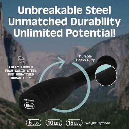 Retrospec Grip Steel Club Strength Training, Rehabilitation, Stretching, Conditioning and Rotational Training - Options for Women & Men - style: 10 lb