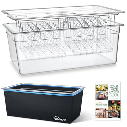 Large Sous Vide Container 26 Quarts with Lid,Complete Sous Vide Accessories Kit BPA Free,Compatible with Anova and Most Sous Vide Cookers（Comes with 2 Sous Vide Racks and Insulating Sleeve） - color: Large Sous Vide Container-with 2 Rack