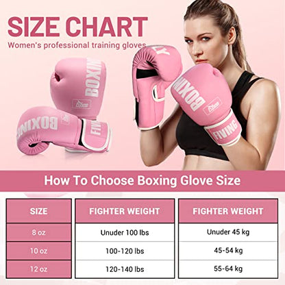 Boxing Gloves for Women - color: New Pink, size: 14oz