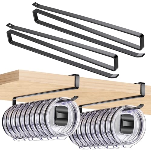 4Pack Tumbler Lid Organizer for Corner Cabinets, Space-Saving Cup Holder, Water Bottle Storage, Kitchen Organization, No Drilling up to 48 Lids(Black, 4pack) - color: Black, size: 4Pack
