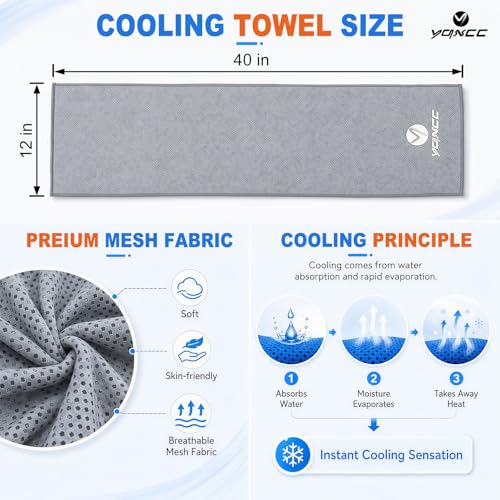 YQXCC 4 Pack Cooling Towels, 40"x12", Ice Cool Towels for Neck & Face | Soft Breathable Microfiber, Instant Cooling Neck Wraps for Yoga, Golf, Gym, Running, Hiking, Camping & Hot Weather Activities - color: 2 Dark Gray, 2 Light Gray