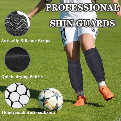 Soccer Shin Guards Pads for Youth Adult - color: Green, size: Medium