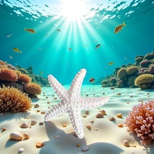 1Pc White Resin Ocean Beach Starfish Natural Seashell Starfish Ornaments for Wedding Decor Beach Theme Party Home DIY Craft Fish Tank Holiday Decoration, Vase Filler, Home and Kitchen
