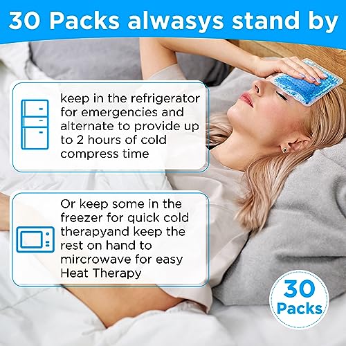 TrelaCo 30 Pack Reusable Ice Packs for Injuries Small Gel Ice Packs - color: Blue