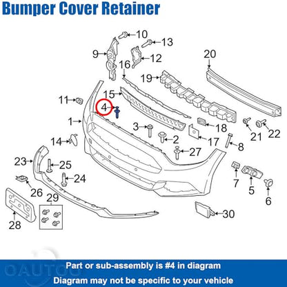 30pcs 1/4” (6mm) Hole Bumper Cover Fender Liner Splash Shield Retainer Wheel Opening Molding Clip for GM 21077123 Chrysler 6509103AA Ford W705436-S300