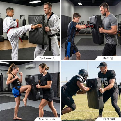 Kick Shield Pad: Muay Thai Punch Kickboxing Heavy Curved Striking Foot Target Training with 5 Padded Handles Martial Arts Karate TKD Taekwondo