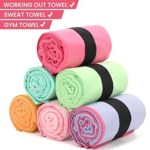 6 Pack Microfiber Gym Towel Quick Dry Lightweight Workout Gear for Men Women Sports Exercise Fitness Tennis Running Riding Hiking Camping Yoga Sweat Towels(6 Pack(Light)) - color: 6 Pack(light)